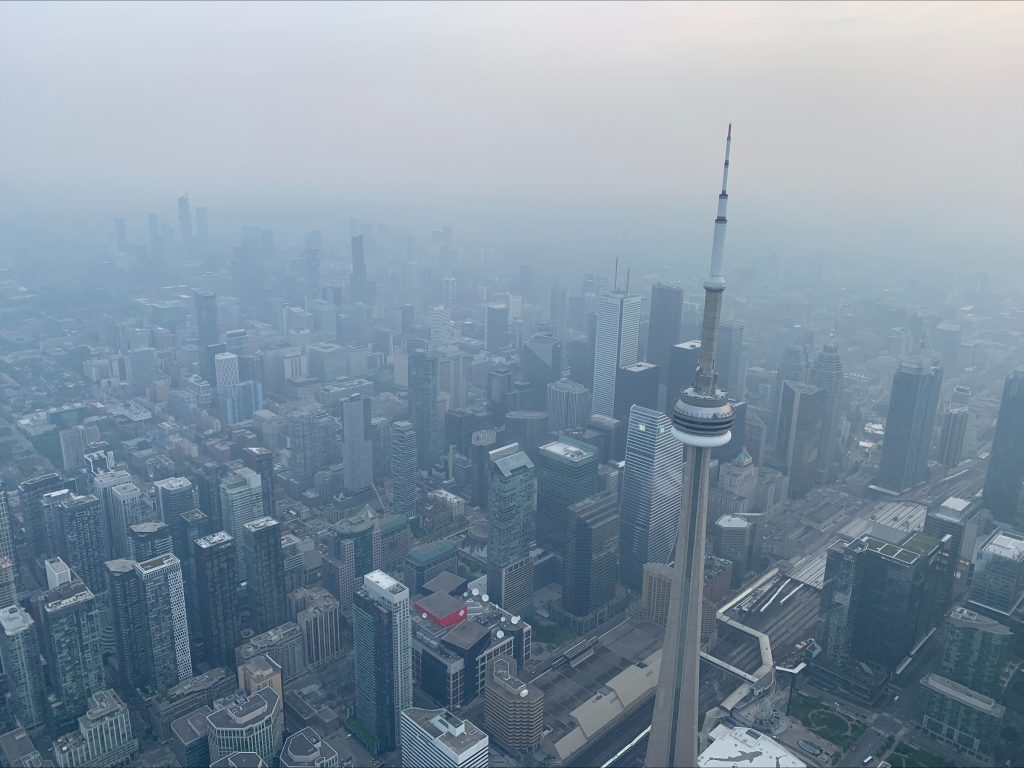 CN Tower Toronto smoke